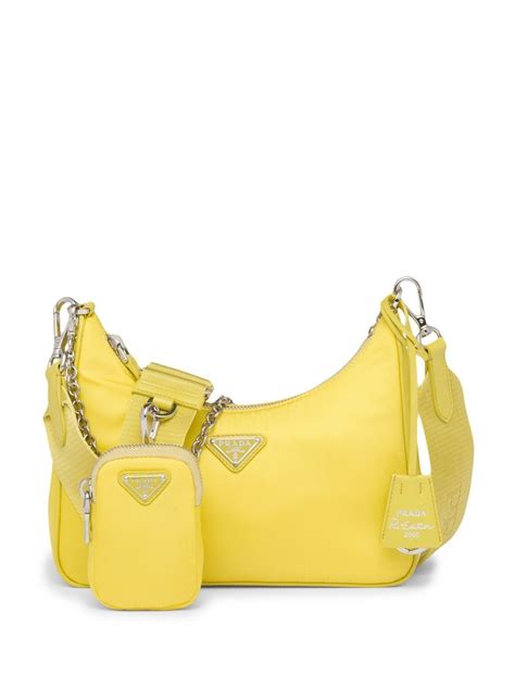 prada re-edition 2005 nylon shoulder bag yellow|prada cross body bag nylon.